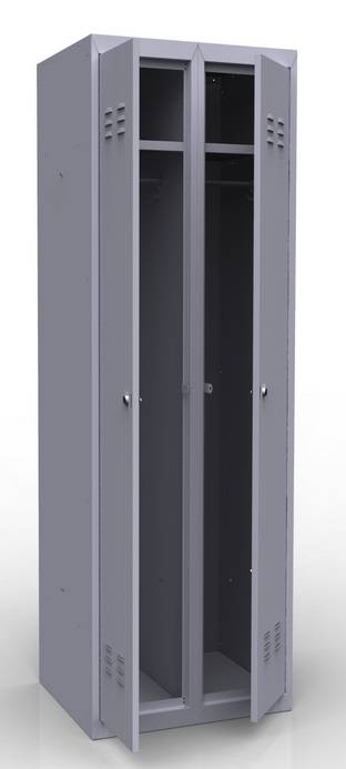 Фото - шкаф шрб-5 (1850/600/500 мм) для одежды металлический двухсекционный с полками для головных уборов в раздевалку регион-снабжение