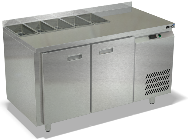 Охлаждаемый стол для салатов боковой агрегат без крышки борт 1/3 СПБ/С-224/20-1306 (1390x600x850 мм)